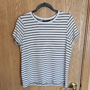 Liverpool Women's Black and White Striped Top